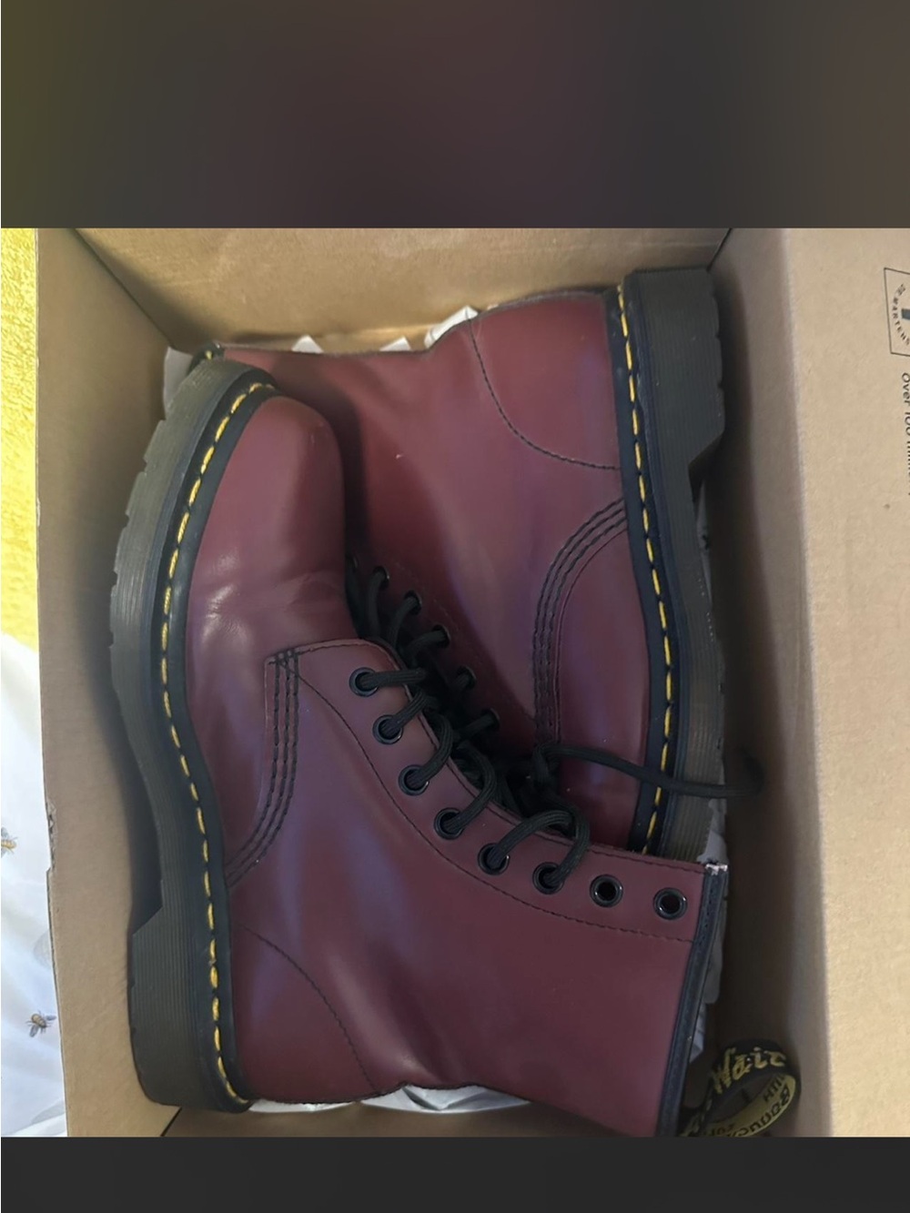 Dr. Martens Style Burgundy Leather Combat Boots